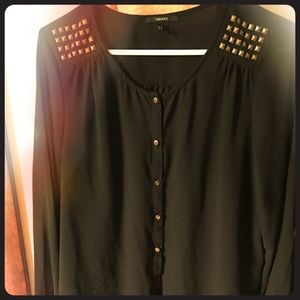 Chiffon black top with stud details